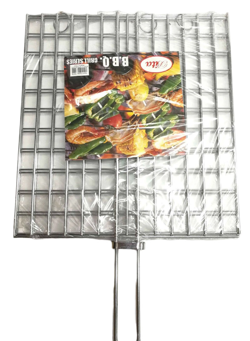 Stainless Steel Bbq Grill - 40 X 30Centimeter Silver/Brown
