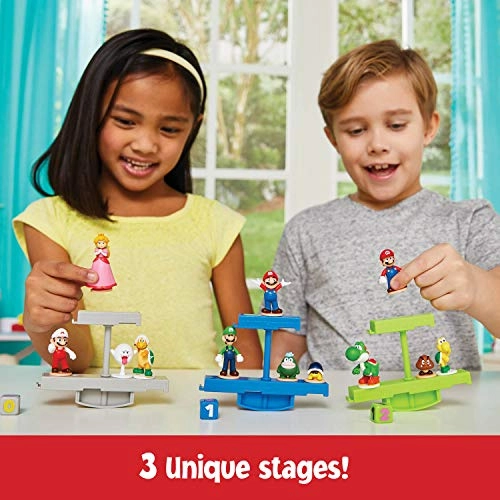 Super Mario Balancing Game - 3 Tabletop Action Games + Super Mario Action Figures - 12 Collectible