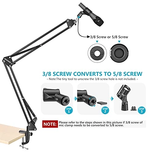 Mic Stand - Extendable Scissor Arm Table Mounting Clamp