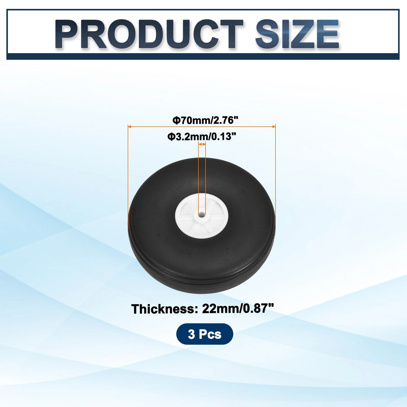 RC Airplane Wheels - 2.8" OD Pack of 3