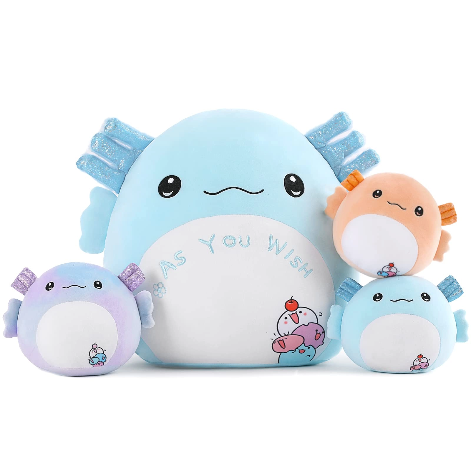 tezituor Axolotl Plush Toy - 16” Large Throw Pillow 4 Pieces in Total