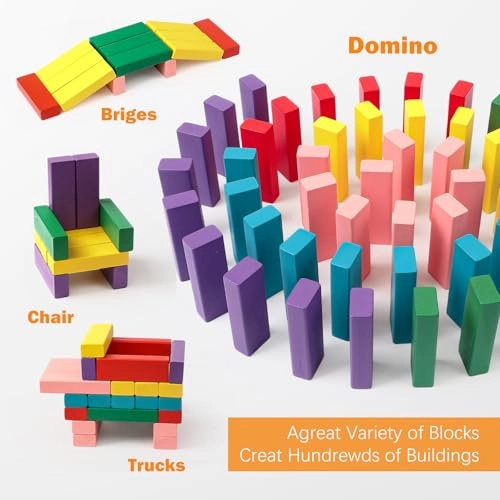 Showay Wooden Building Blocks Stacking Board Game - 3+ 54 pieces