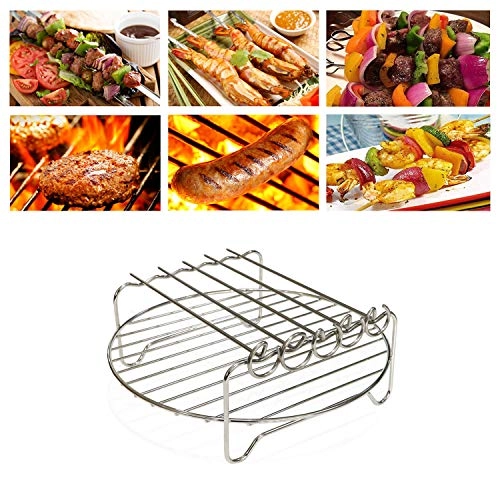 Double Layer Air Fryer Rack - Stainless Steel 5 Skewers