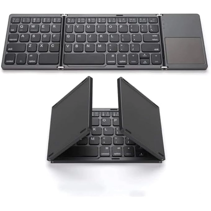 Foldable Bluetooth Wireless Keyboard - Trackpad Rechargeable