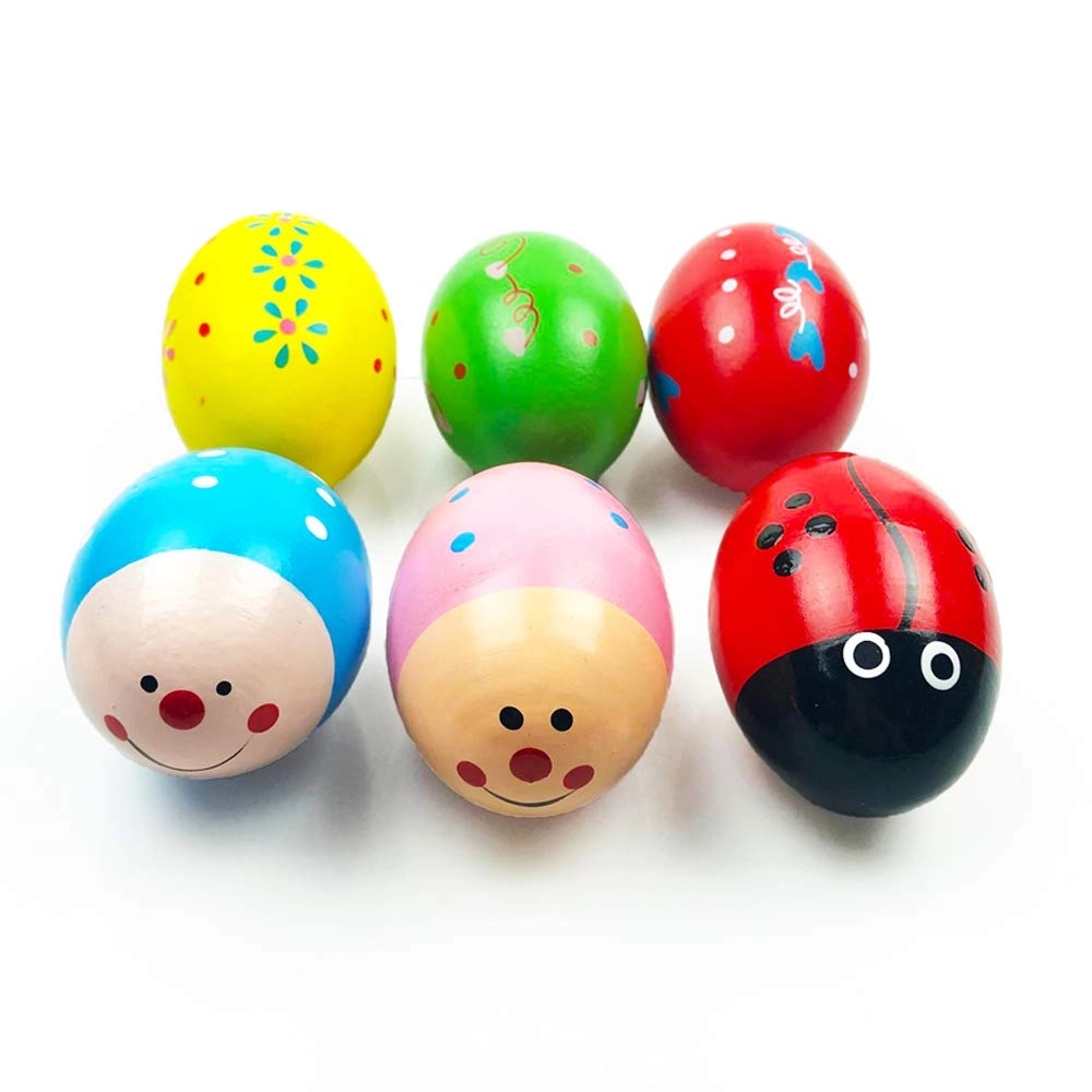 QINGQIU Easter Eggs Wooden Shakers Musical Toy