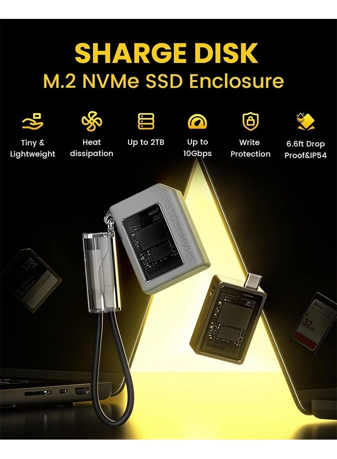 Disk M.2 NVMe SSD Enclosure - 10Gbps USB C 3.2 Gen2 NVMe Size 2230 SSDs