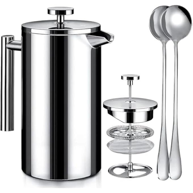 French Press - 1000Ml Double Layer Filter 2 Spoon