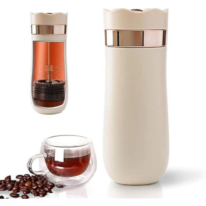 NALACAL French Press - Portable Double-walled Vacuum 12oz