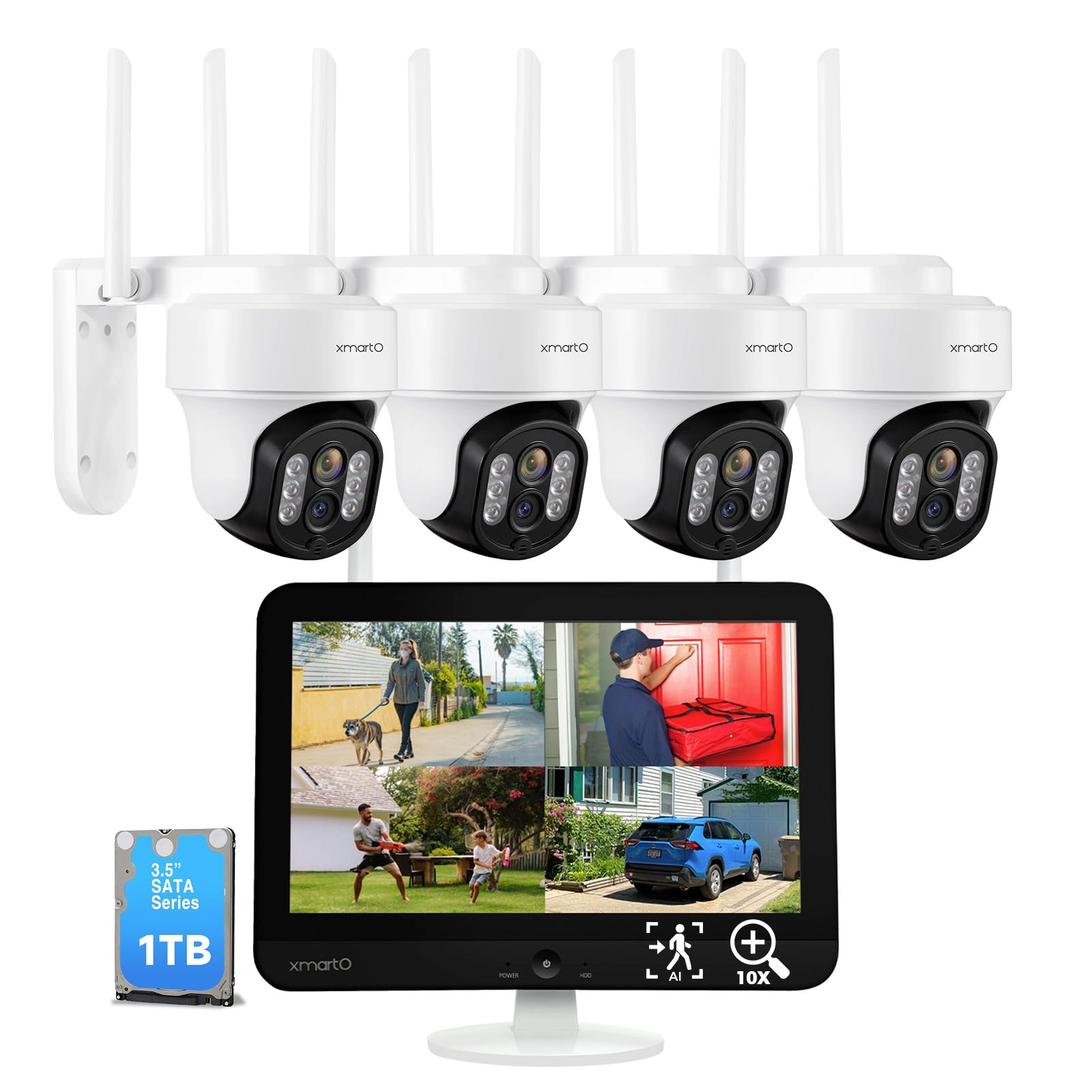 XMARTO TECHNOLOGY 10X Zoom PTZ Home Security Camera System - 4 10 2.7K