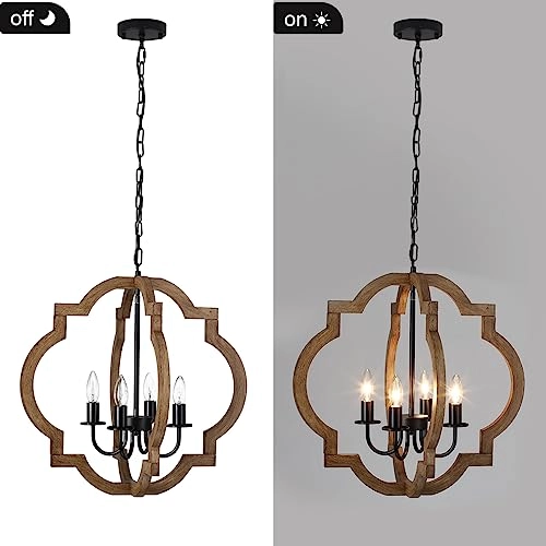 Farmhouse Wood Chandelier - 59.05 inches adjustable chain