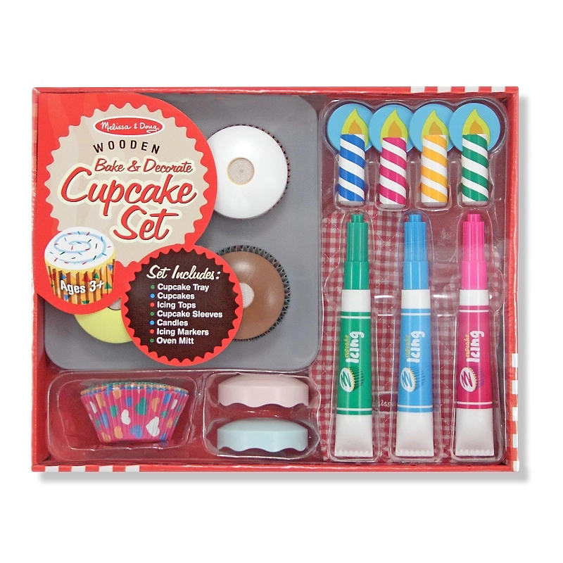 Melissa & Doug Bake & Decorate Cupcake Set - 3 dry-erase markers wipe-off cupcake tops (MD-4019)