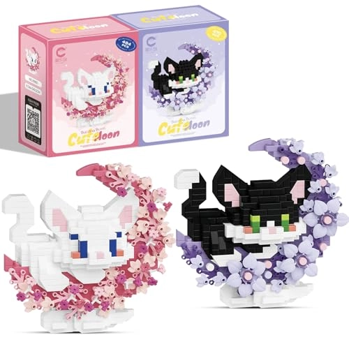 Cat mini building blocks - little black cat little white cat 2pcs