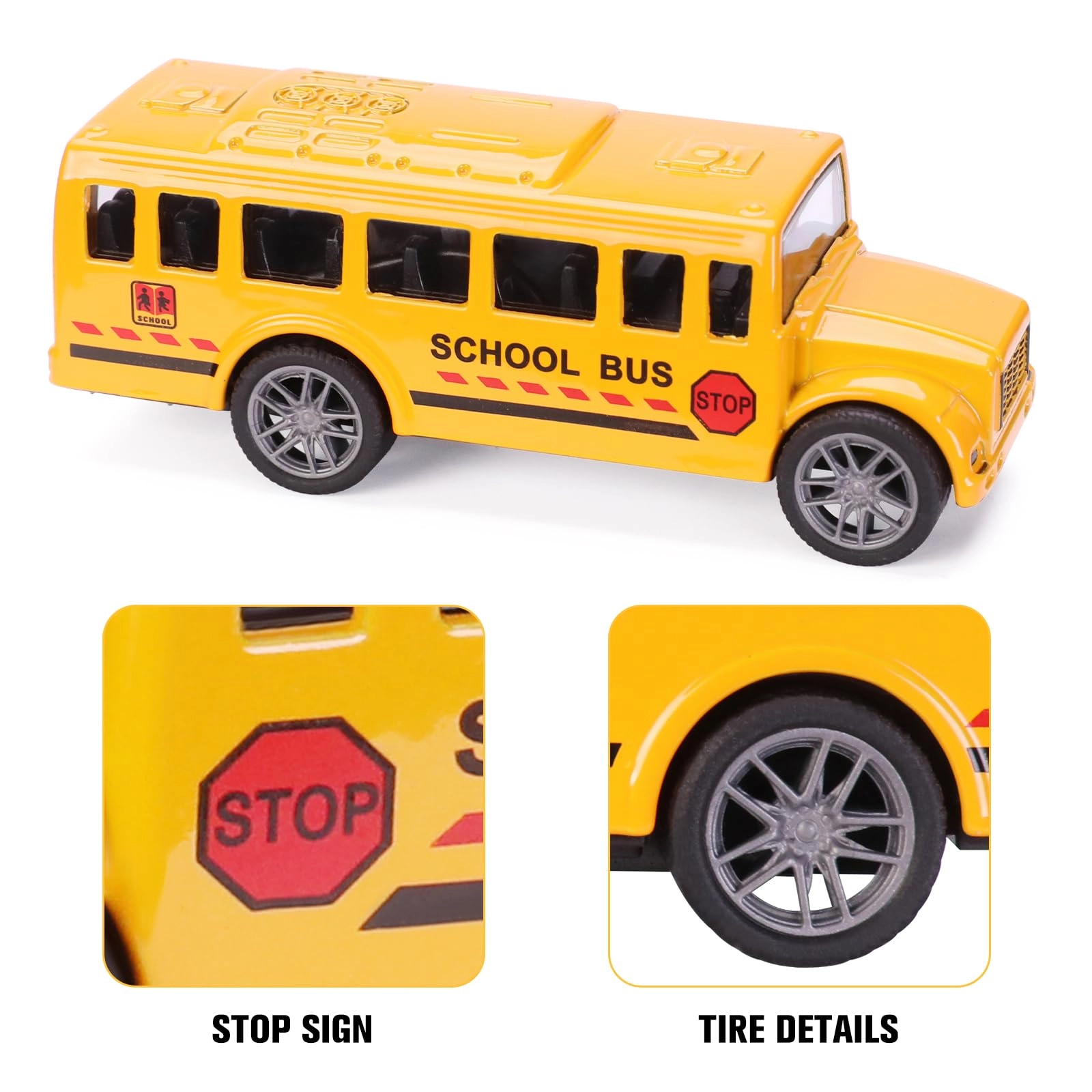 Pull Back School Bus Toy - 12 Pack