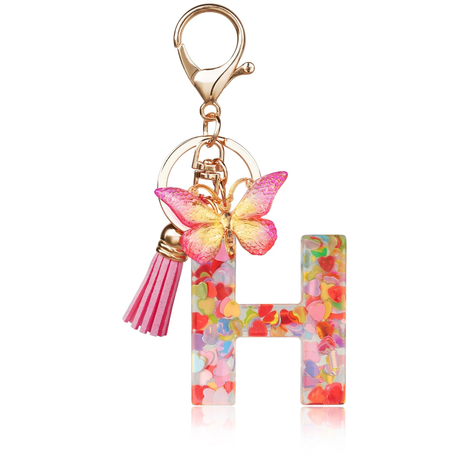 Initial Letter Keychain - Butterfly