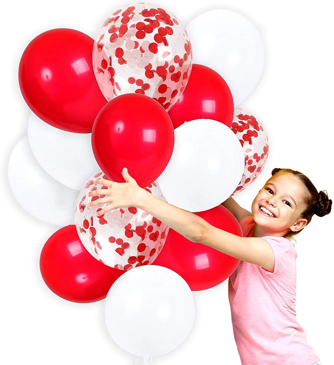 Party Time Trading LLC Latex Balloons + Confetti Balloons - 30 Pieces Wedding, Engagement, Romantic Valentines Day