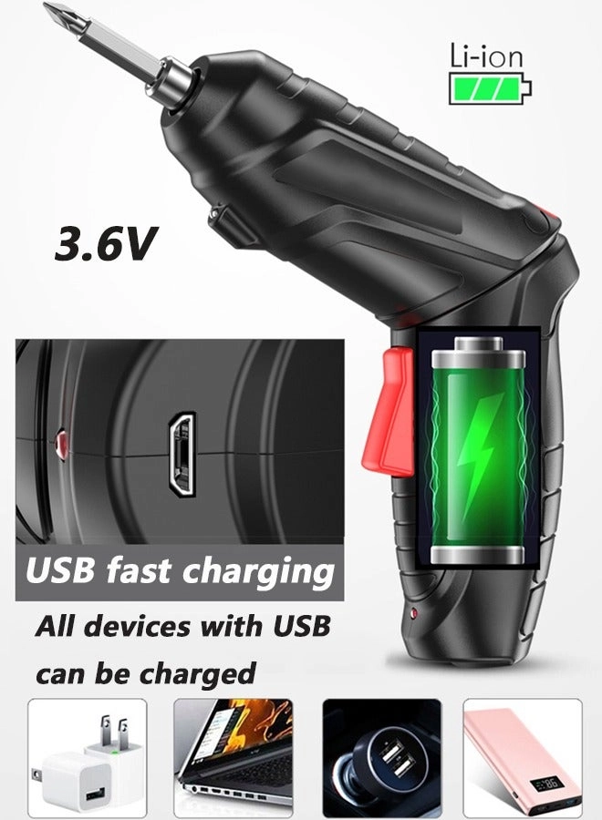 Electric Screwdriver Set - 47 Pcs Rechargeable Pivoting Handle