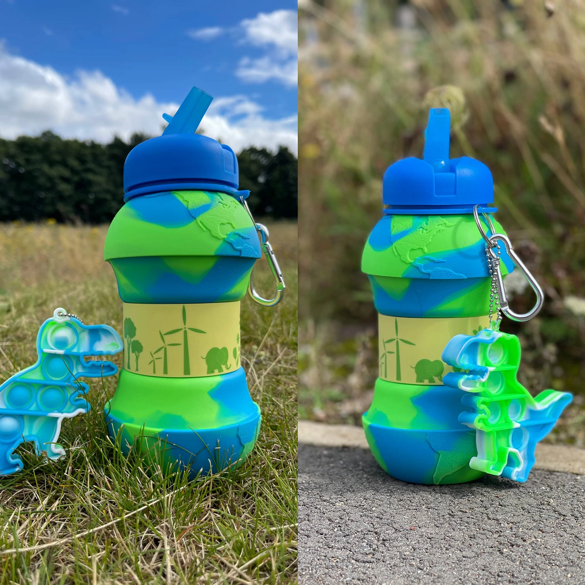 Earth Globe Water Bottle - Collapsible Silicone 550 ml