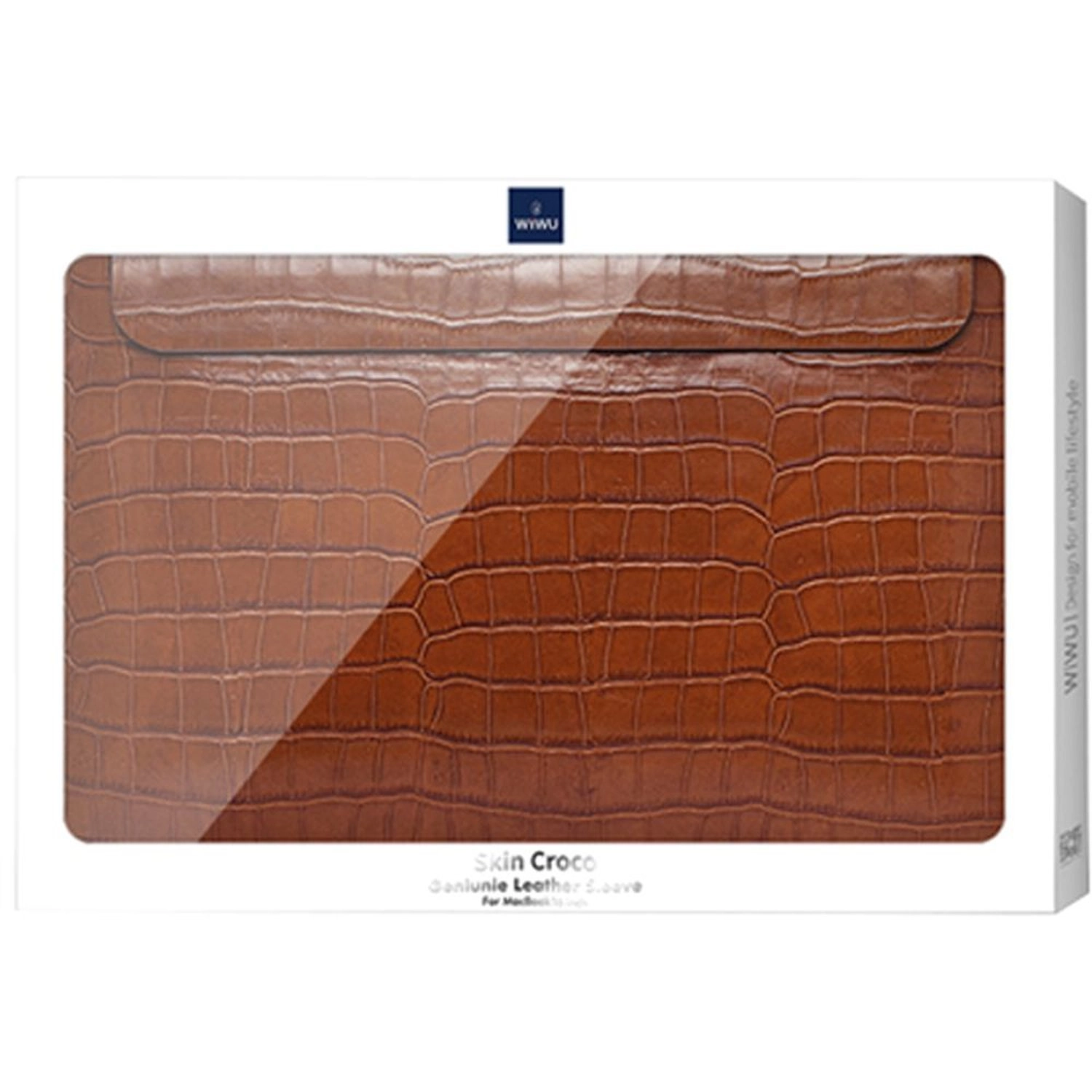 Skin Croco Genuine Leather Sleeve Laptop Sleeve for 14.2-Inch Laptop