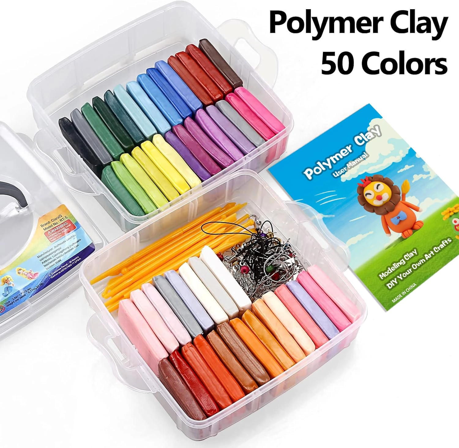 Polymer Clay Starter kit - Non-toxic 1.27 Kg 50pcs.