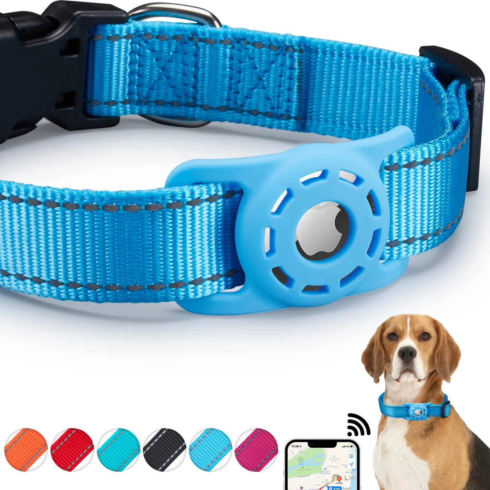 Konity AirTag Dog Collar - S: 9.8'-15.7' Neck Dog, Cat