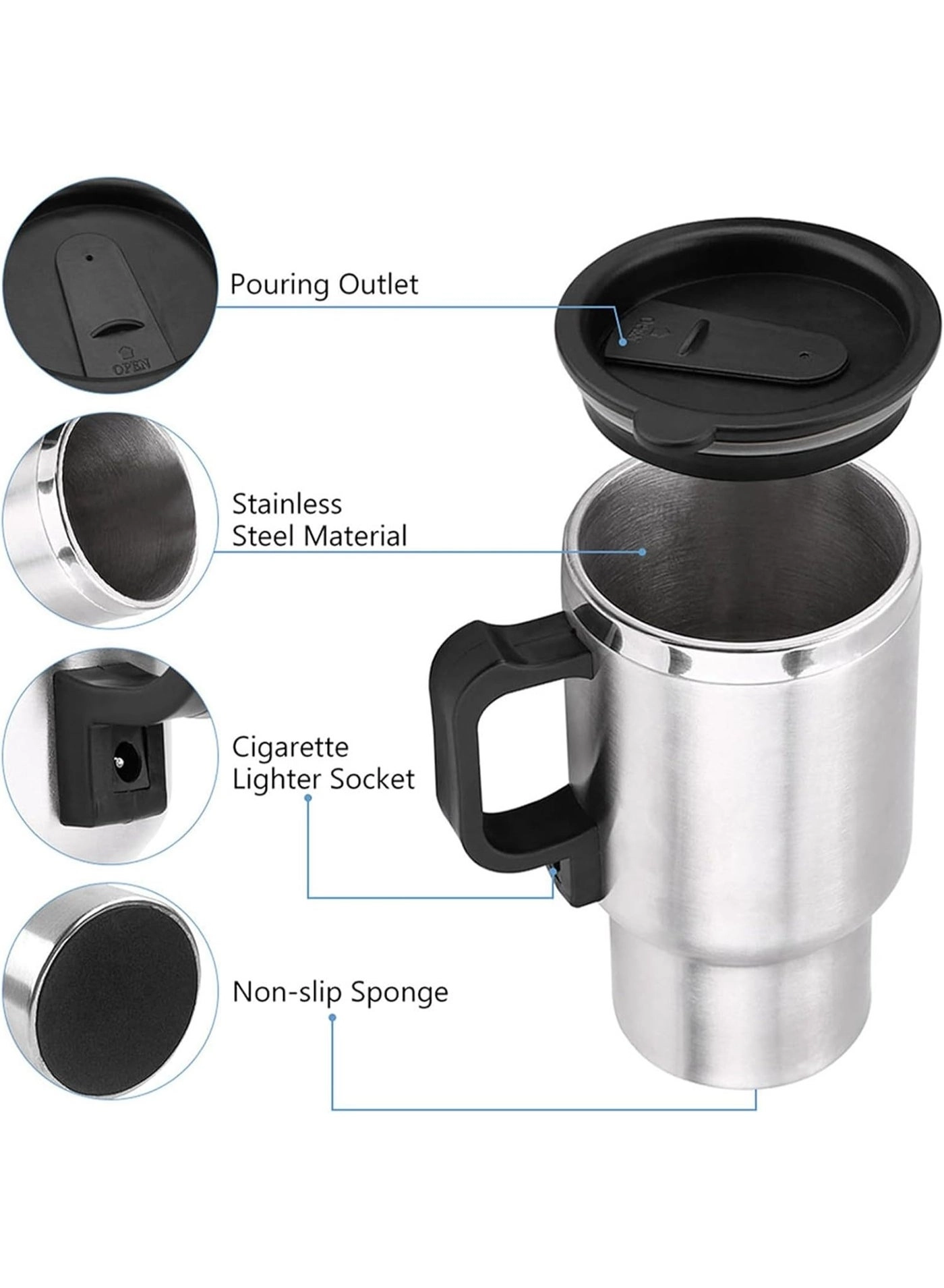 Stainless Steel Heated Travel Mug - 450ml