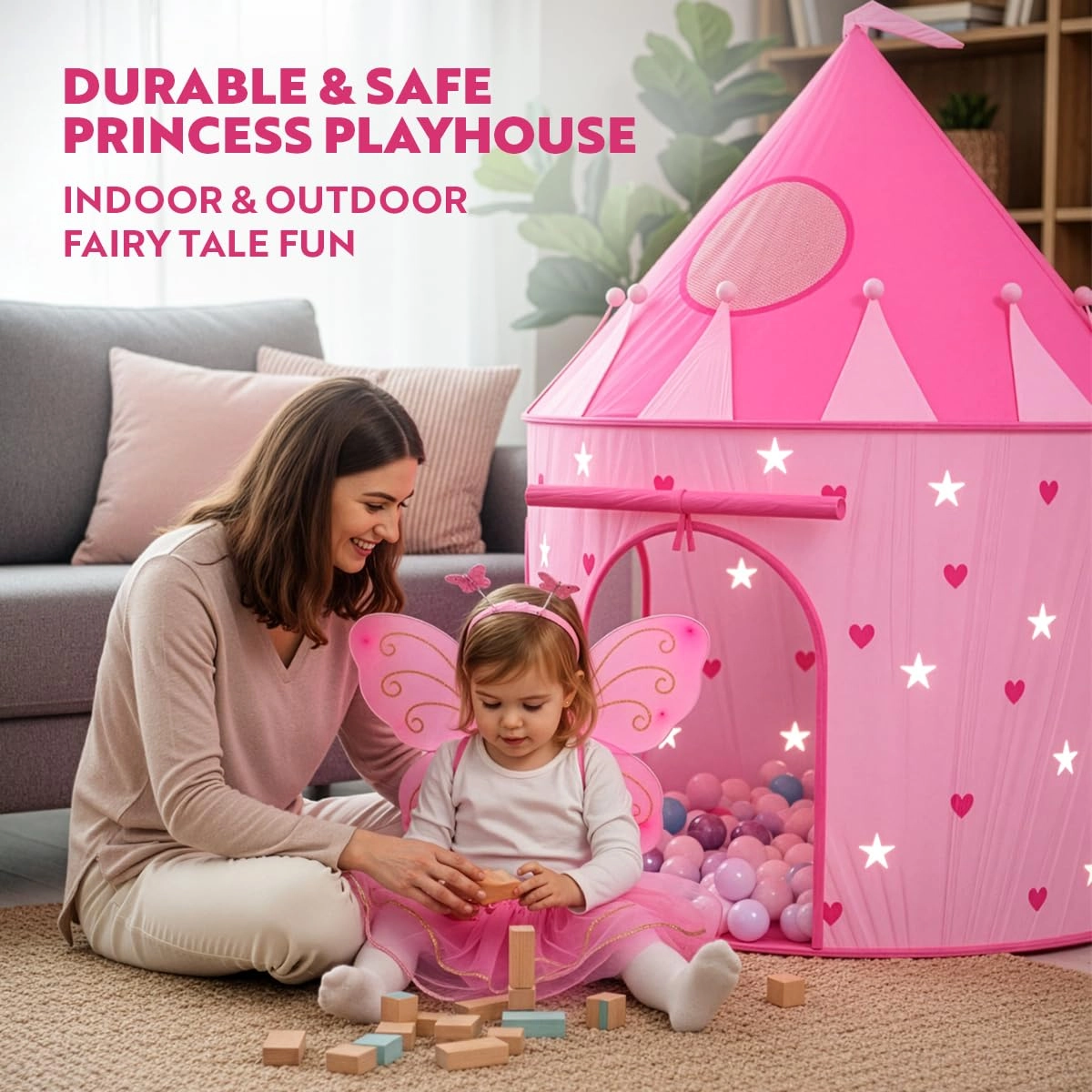 Princess Castle Pop Up Tent - Pink Foldable