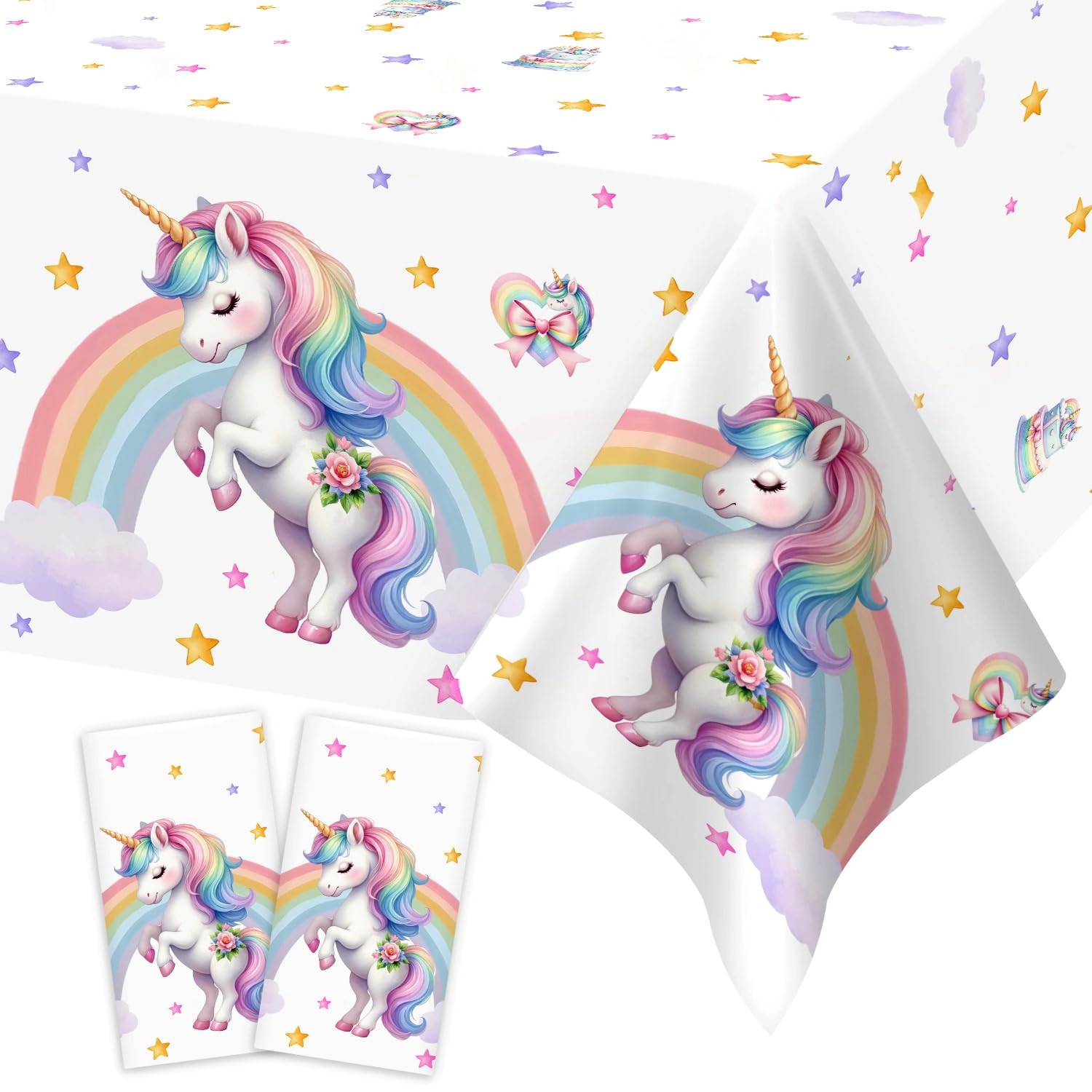 heboland Unicorn Table Cloth - 2 Pack Birthday