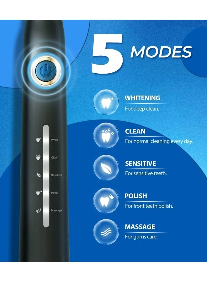 Sonic Electric Toothbrush - 8 Brush Heads 40000 VPM