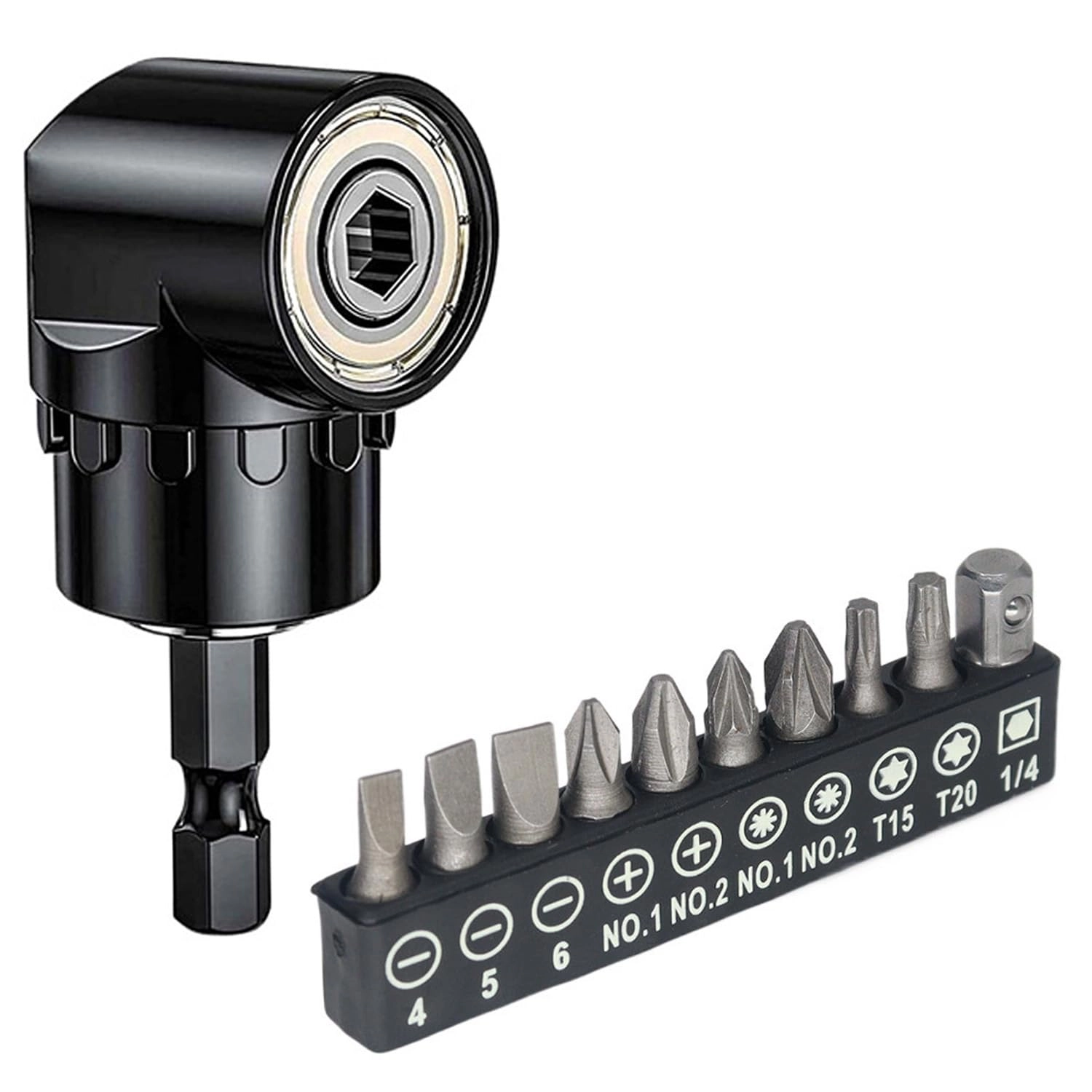 QZKJQDD 105 Degree Right Angle Drill - 1/4" Hex Shank 10-Piece Set