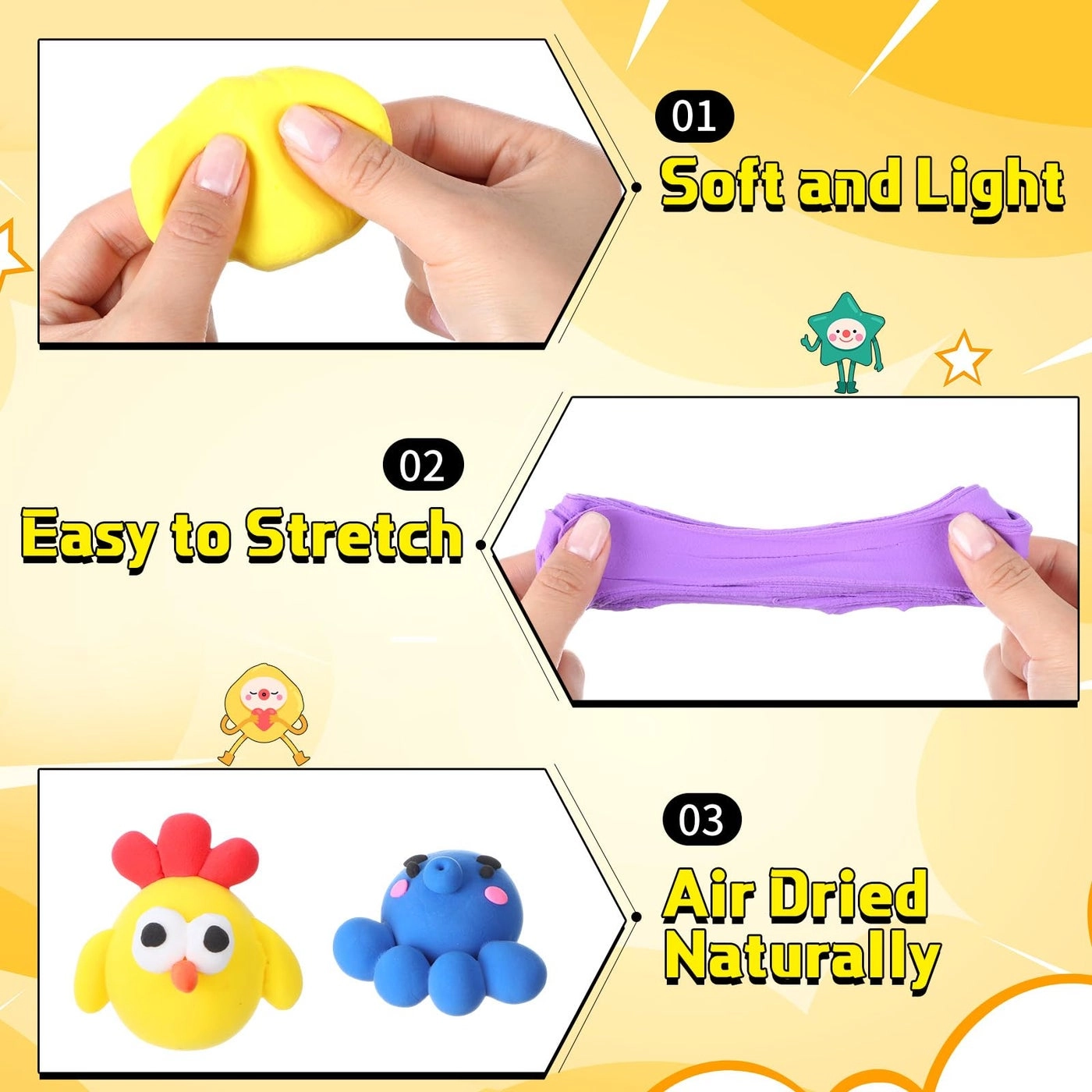 Air Dry Clay - 72 Pcs