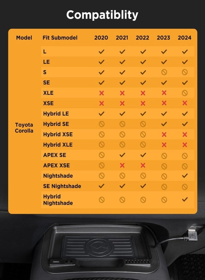 Wireless Charger - Toyota Corolla 2024 2023 2022 2021 2020