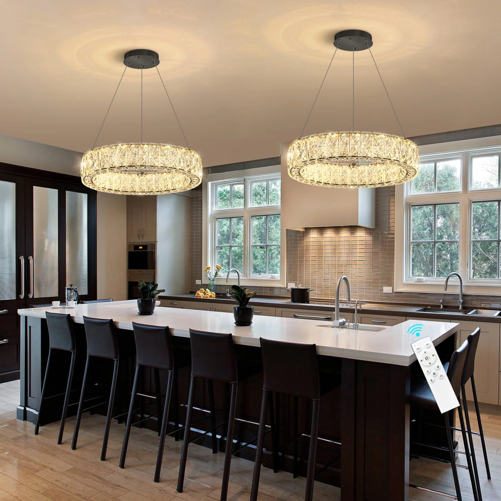 HAIXIANG Crystal Ring Chandelier - Dimmable