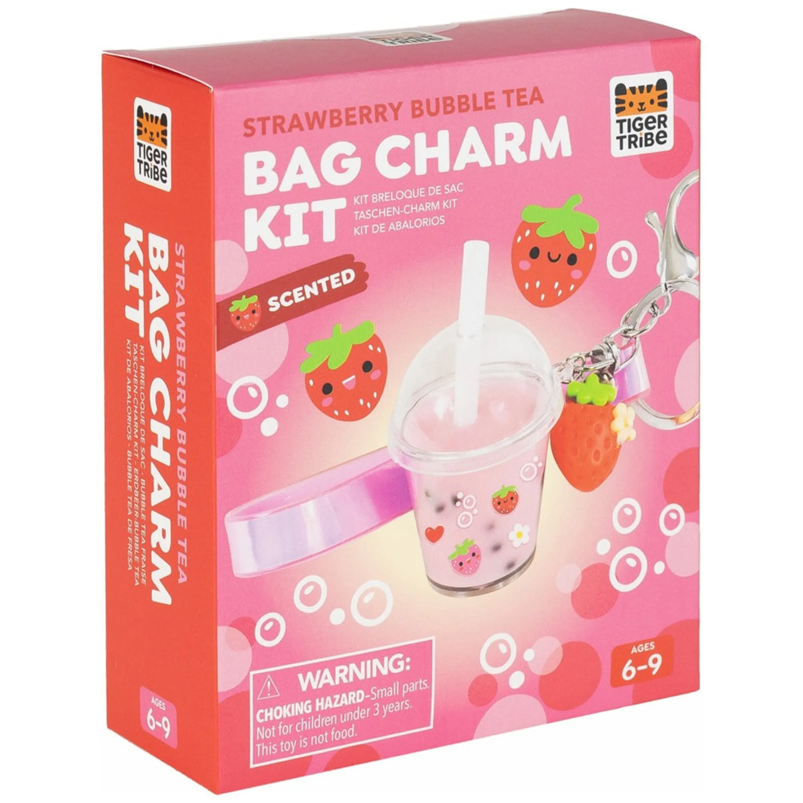 Tiger Tribe Bag Charm Kit - Strawberry Bubble Tea