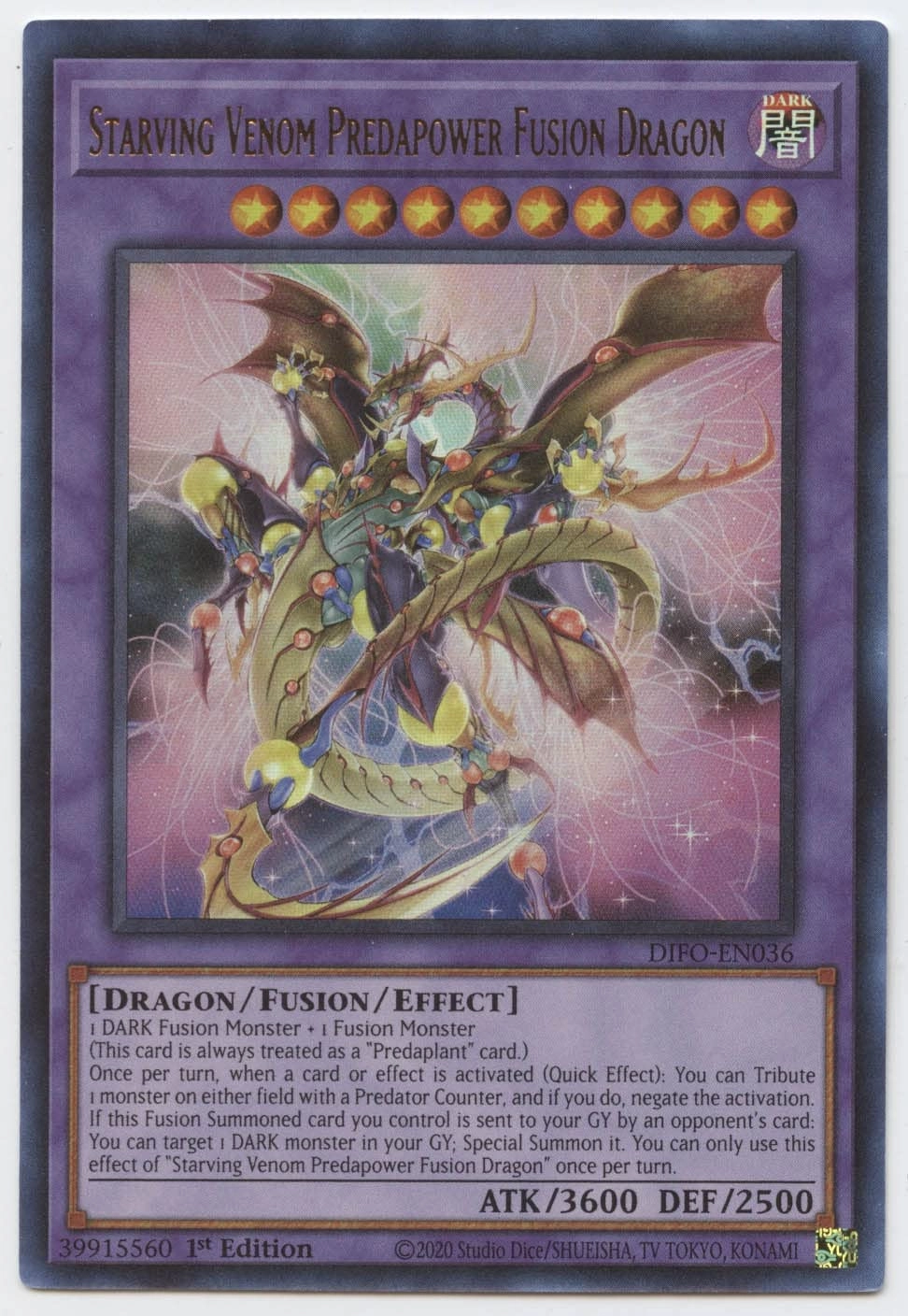Yu-Gi-Oh! Starving Venom Predapower Fusion Dragon DIFO-EN036 - 1st Edition