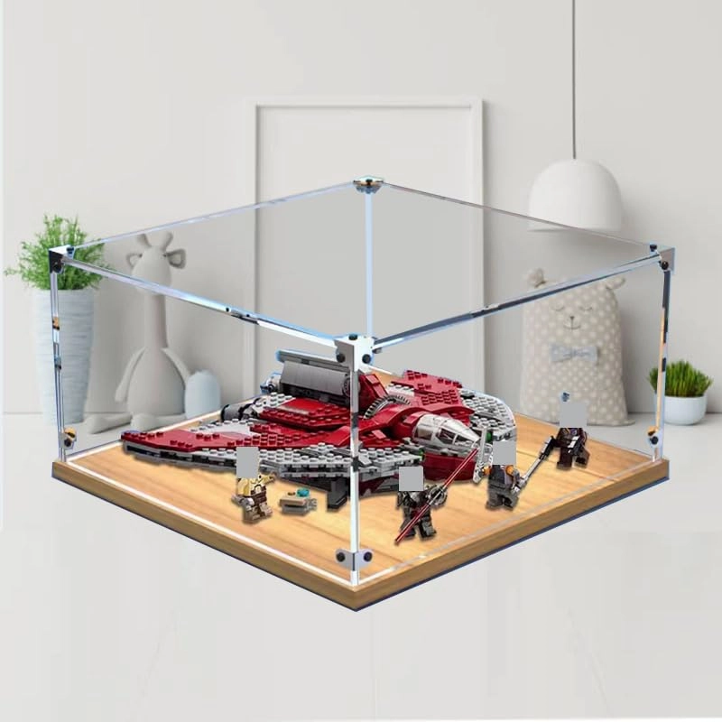 Acrylic Display Case for 75362 - 13.77x13.77x5.90in. Wood Bottom+background