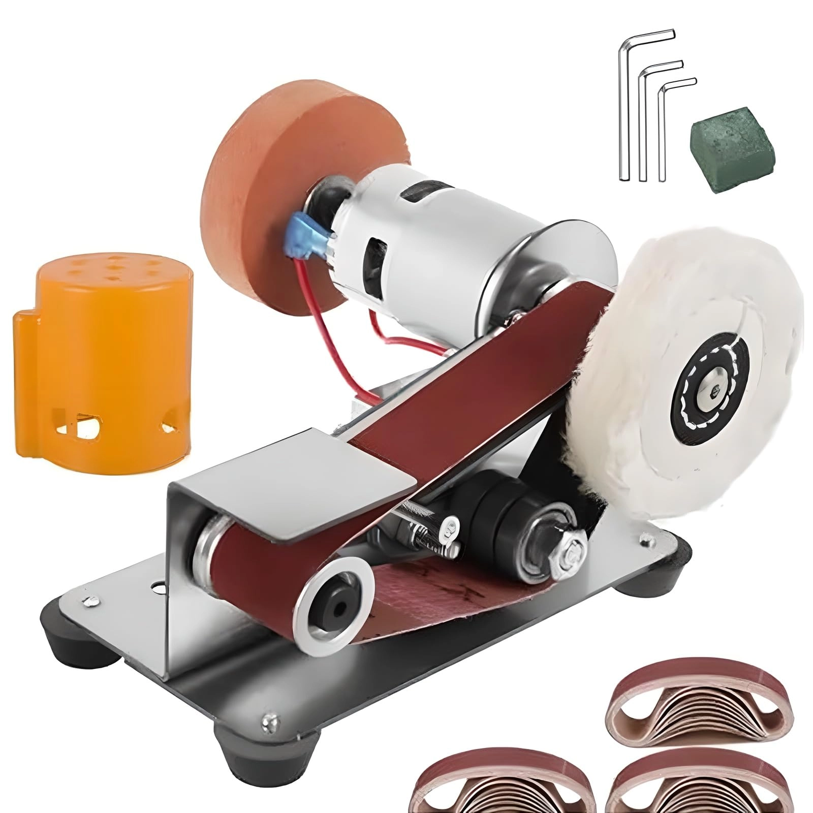 PJRVJFR Mini Belt Sander - 7-Speed 4000-9000 RPM 304 Stainless Steel