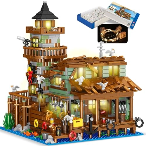 SAMYBLOCKS Fishing Village Wood Cabin - 1881 pcs