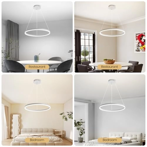 Single Ring White LED Chandelier - 3000K-6000K Dimmable