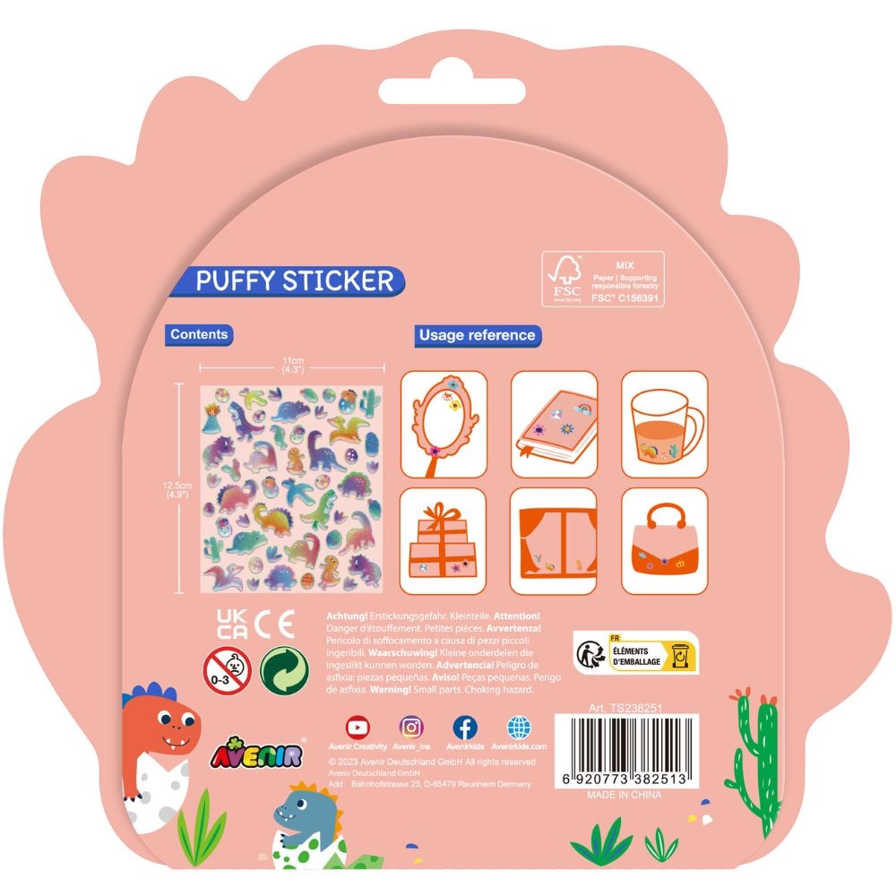 Dino Sticker Book Puffy 50 pcs