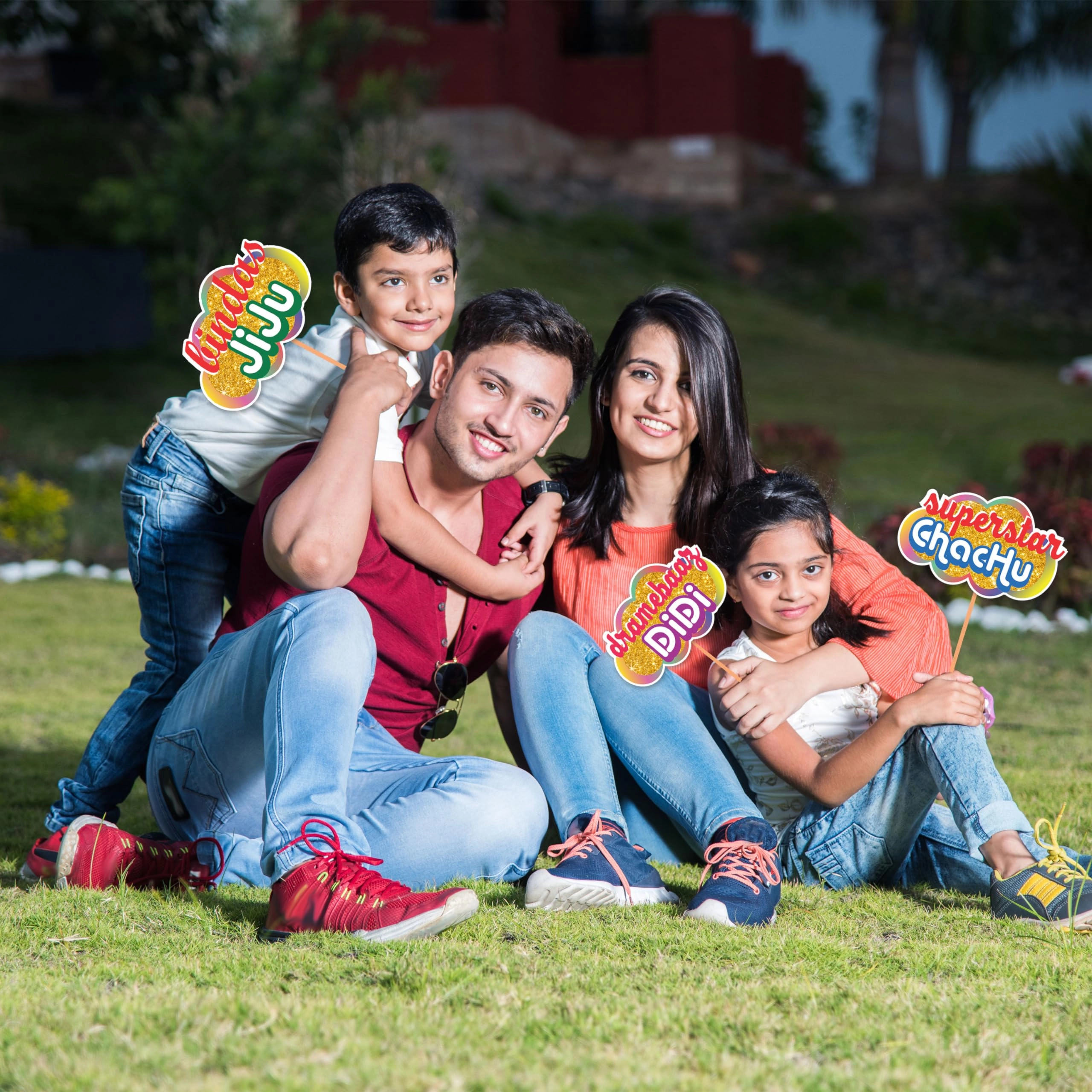 All Occasion Indian Family Photo Booth Props - 36 Pcs