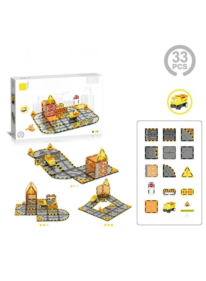 Capstro Magnetic Track Building Blocks Set (CAP-MAG-TILE-SLIDE-VEH-33-V2)