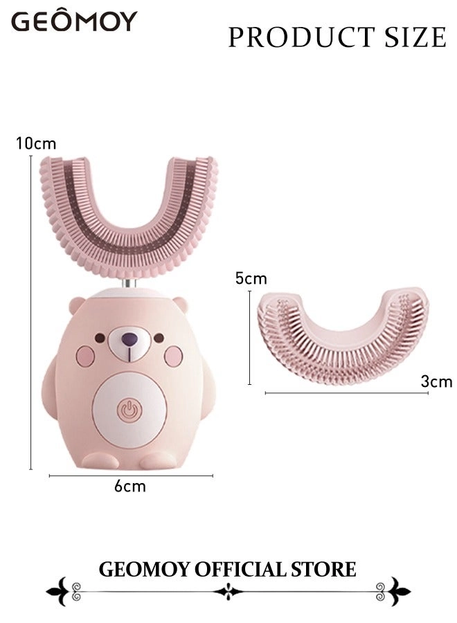 Kids Electric Toothbrush - U-Shaped Ultrasonic, 2 U-Shaped + 2 Straight Replacement Heads