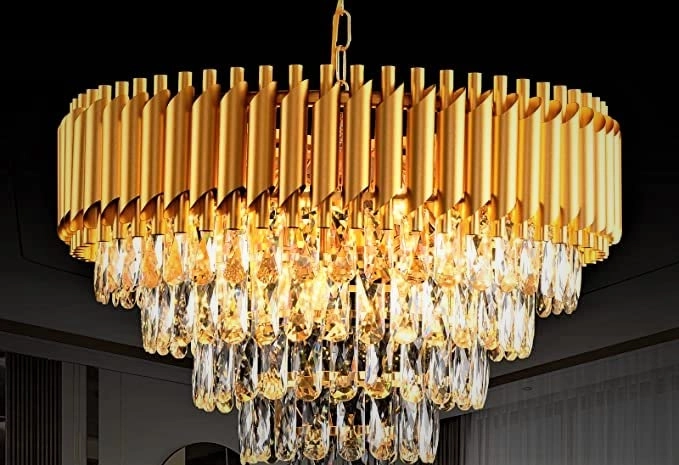 FLOSTON Modern Crystal 4-Tier Chandelier - 35.4 inches