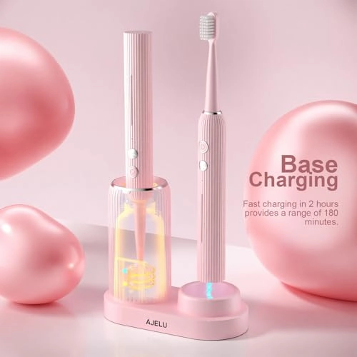 Electric Toothbrush Set - UV Light Drying Holder 8 Brush Heads USB Rechargeable