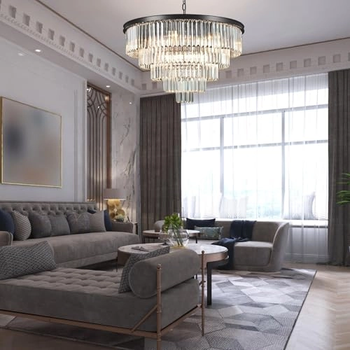 16 Lights Large Crystal Chandeliers - 3 Colors Temperature Adjustable