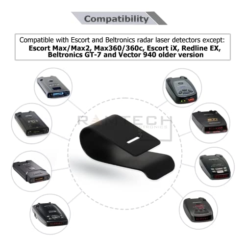 Car Sun Visor Clip Mount - Compatible with Escort & Beltronics Flex-clip