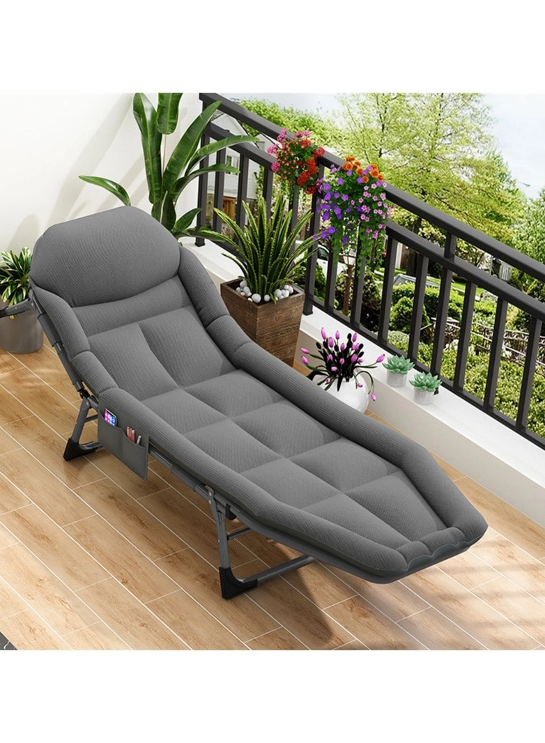 kohelia Adjustable 5 Fold Portable Folding Outdoor Lounge Chair - Soft Pillows Side Pockets