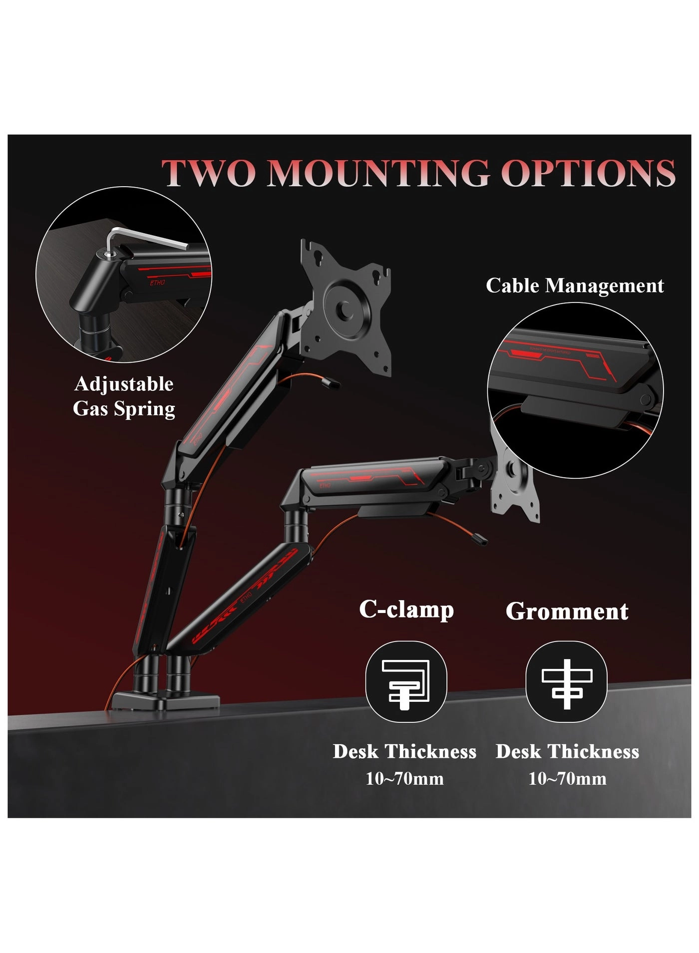 Dual Monitor Arm - Dual 13-32 Inch 75x75/100x100mm