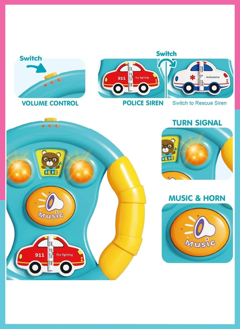 Baby Steering Wheel Musical Toy - Suitable for 12 months & above