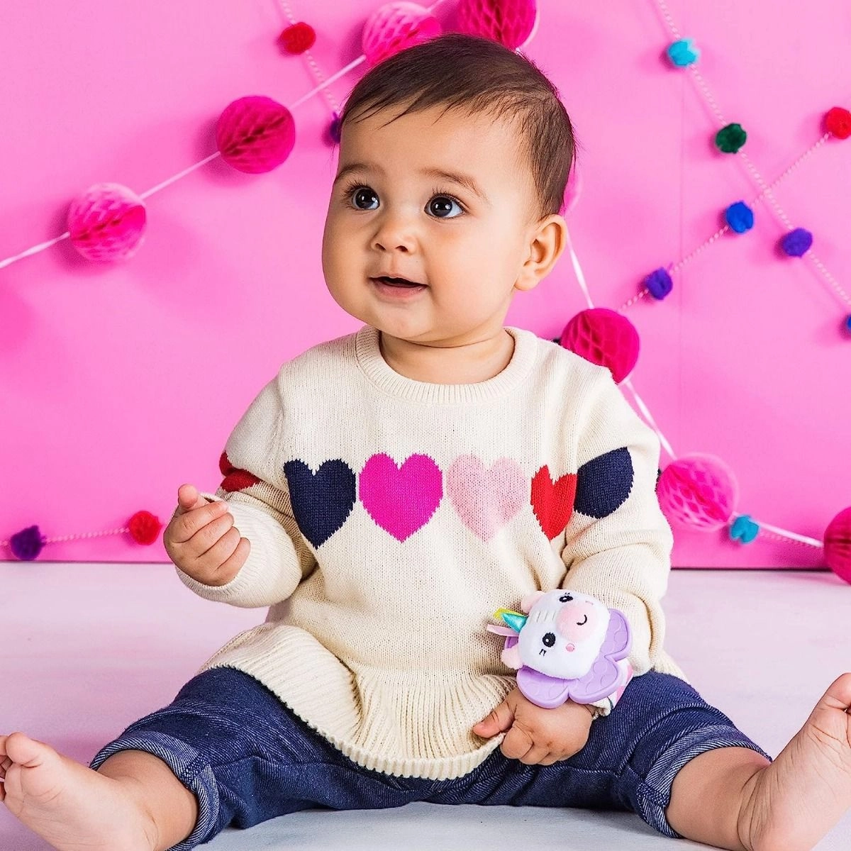 Rattle & Teethe Wrist Toy - Wearable Unicorn Llama